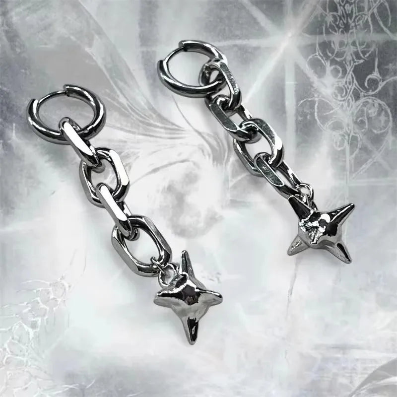 Goth Spiked Huggie Earrings – Morning Star Punk Hoops