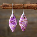Bohemia Gold Plated Multicolored Natural Stone Leaf Shaped Earrings
