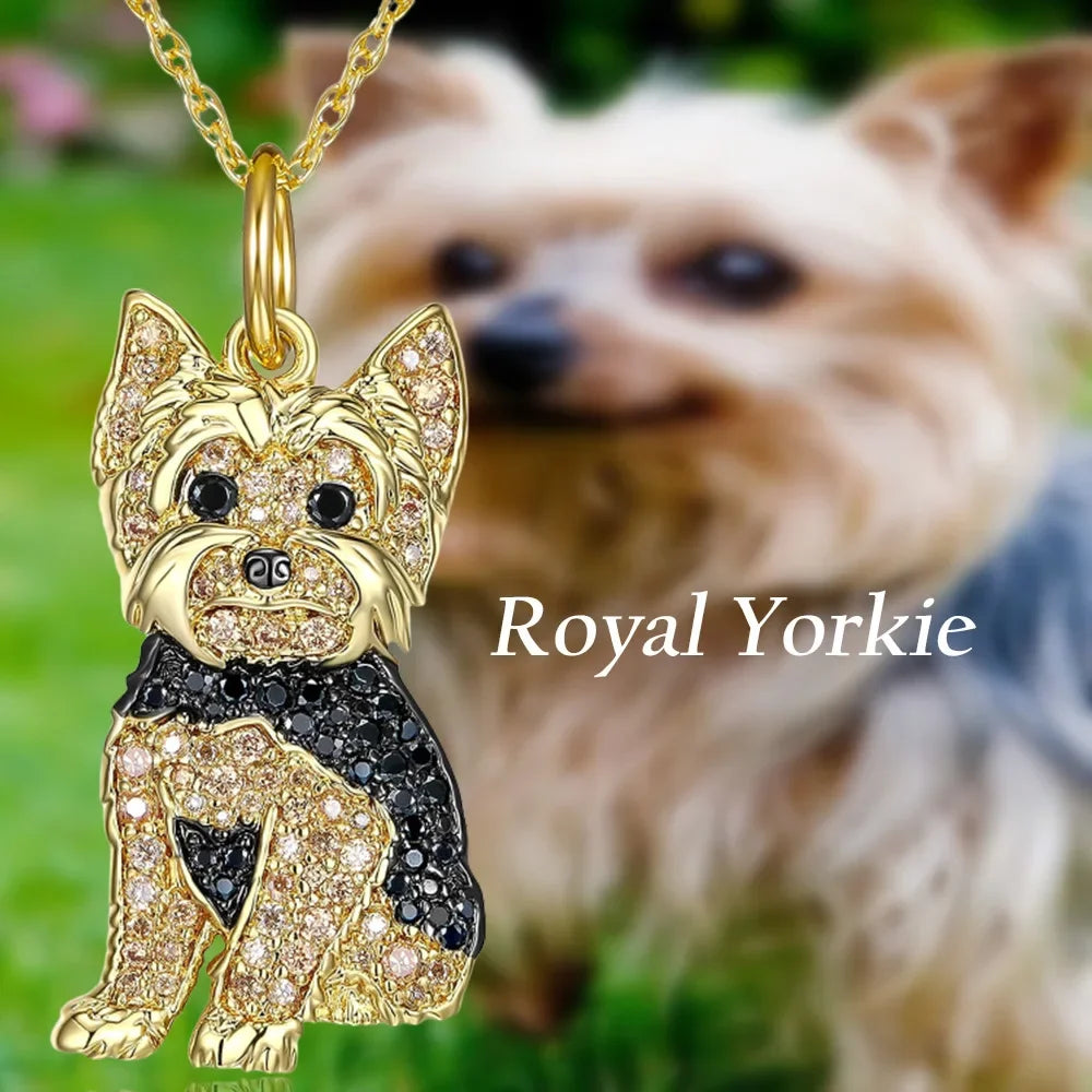 Cute Yorkshire Dog Pendant Necklace in Zinc Alloy + Comes in Several Colors