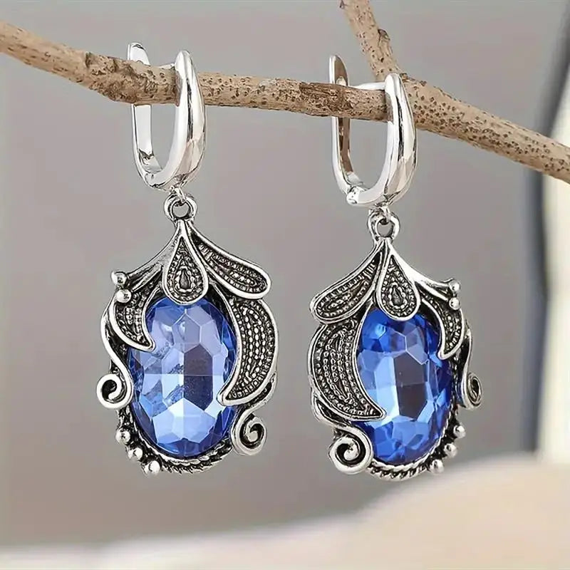 Blue Ocean Wave CZ Copper Alloy Drop Earrings