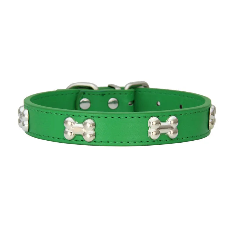Bone Leather Durable Pet Dog Collar