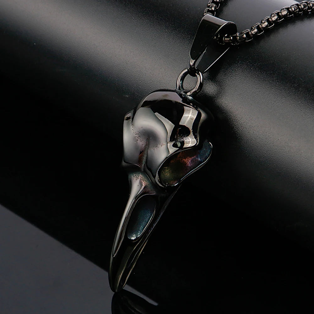 Viking Raven Skull Pendant Necklace Stainless Steel 69mmx21mm