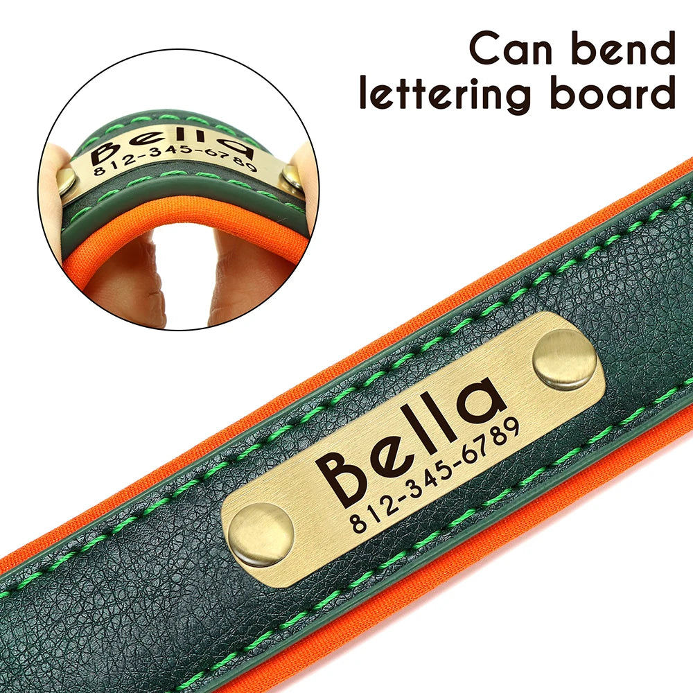 Faux Leather Adjustable Pet Collar - Customize, Engrave, Name Tag, ID Necklace