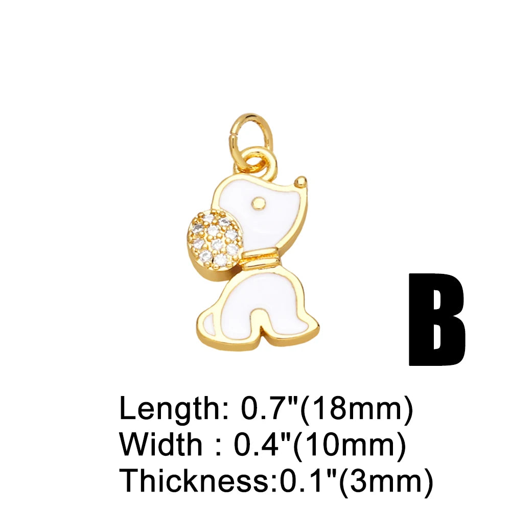 Mini Dog Theme Paw Pendant Gold Plated Copper with Cubic Zirconia Stones - Adorable, Precious