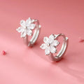925 Sterling Silver Flower CZ Earrings