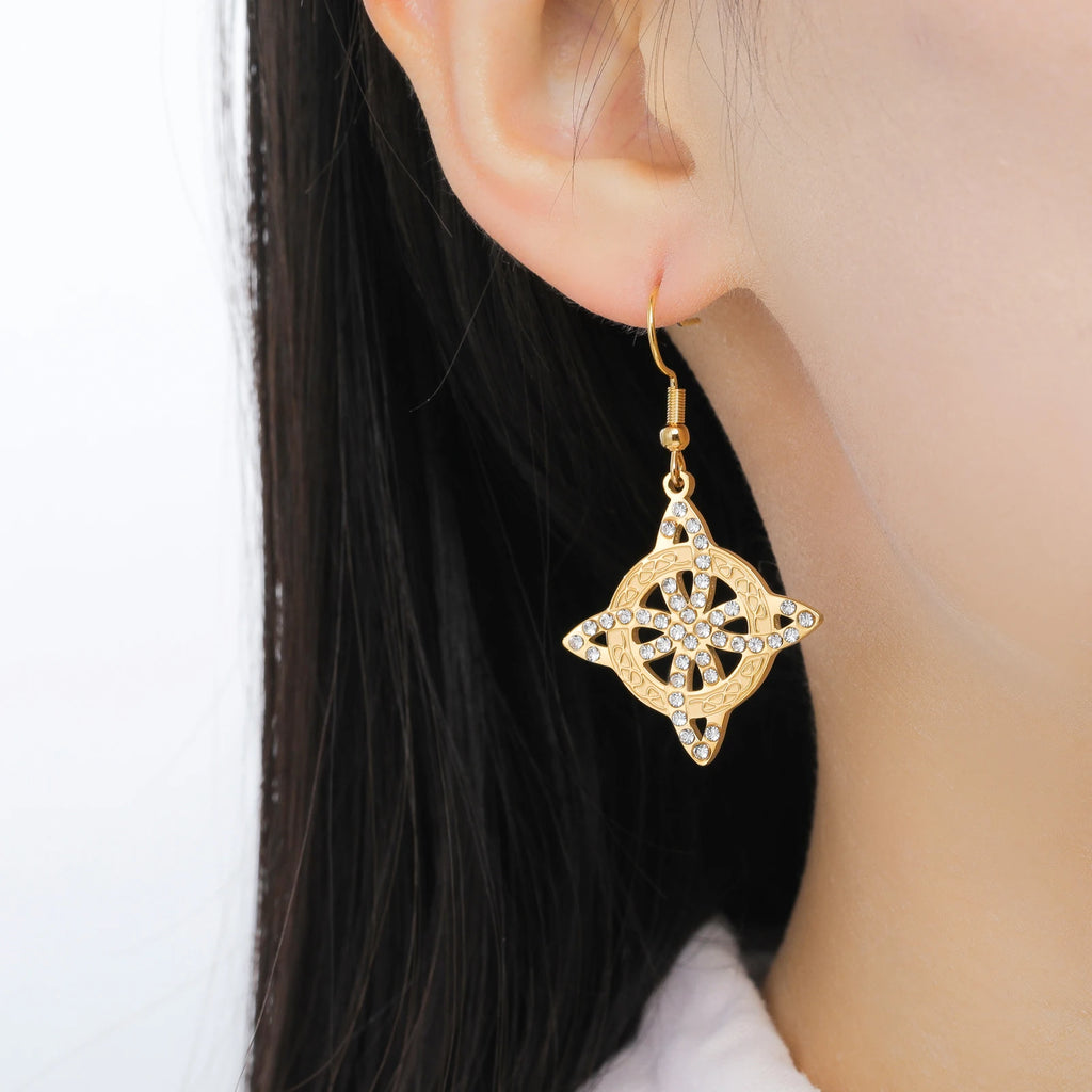 Witchcraft Celtic Knot Zircon Stainless Steel Drop Earrings