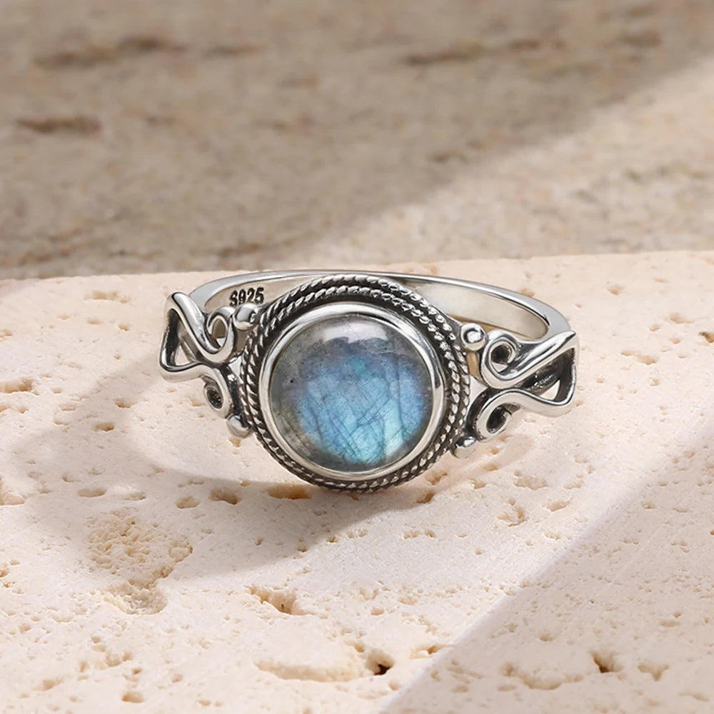925 Sterling Silver Ring with Natural 8mm Stone of Your Choice
