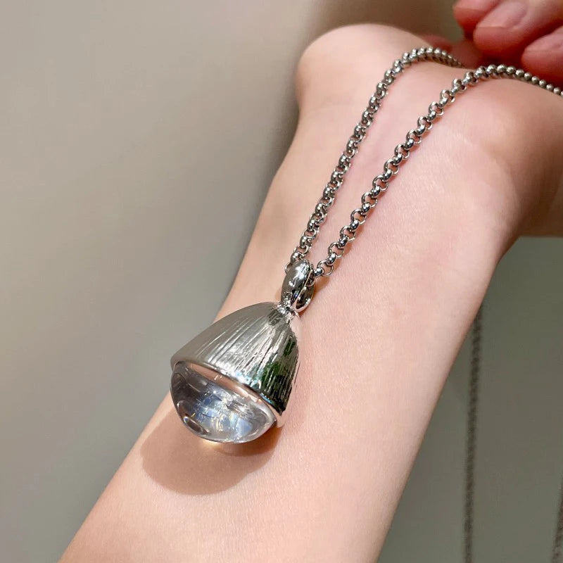 Large Clear Water Resin Drop Copper Pendant - Bold, Statement