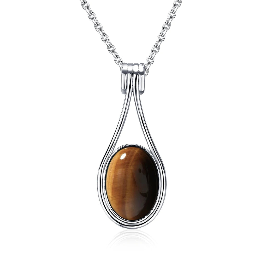 Platinum Plated Sterling Silver Pendant Natural Labradorite