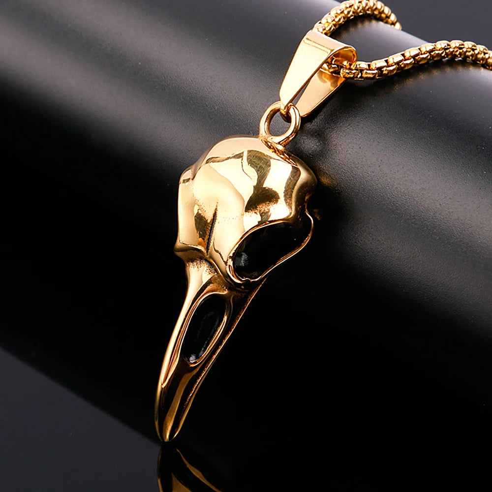 Viking Raven Skull Pendant Necklace Stainless Steel 69mmx21mm