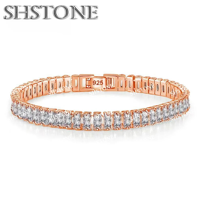 Selection of 925 Sterling Silver Chain Bracelets with Multi-colored Zircons