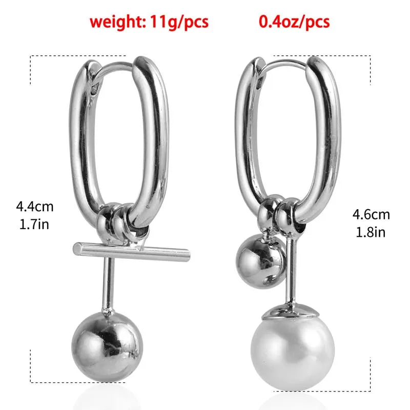 Choice of Asymmetric Zinc Alloy Earrings with Faux Pearls or CZ Stones