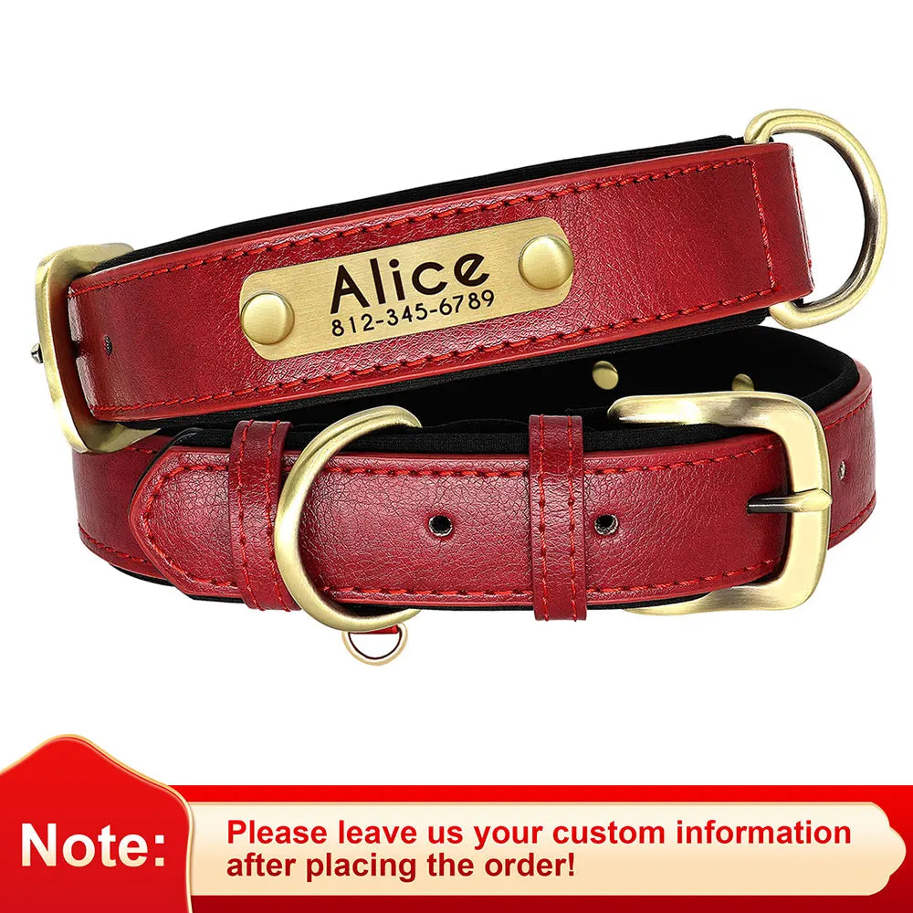 Faux Leather Adjustable Pet Collar - Customize, Engrave, Name Tag, ID Necklace