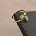 Elegant Enamel Green Leaf Ring - Adjustable Open Vine Design, Copper Plated