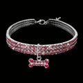 Bling Bone Pendant Collar, Pink/Blue/Silver