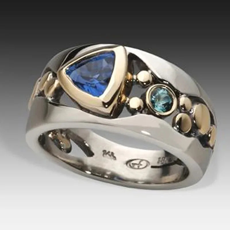 Two-Tone Multicolor Zircon Zinc Alloy Band Ring - Bold, Rare, Statement
