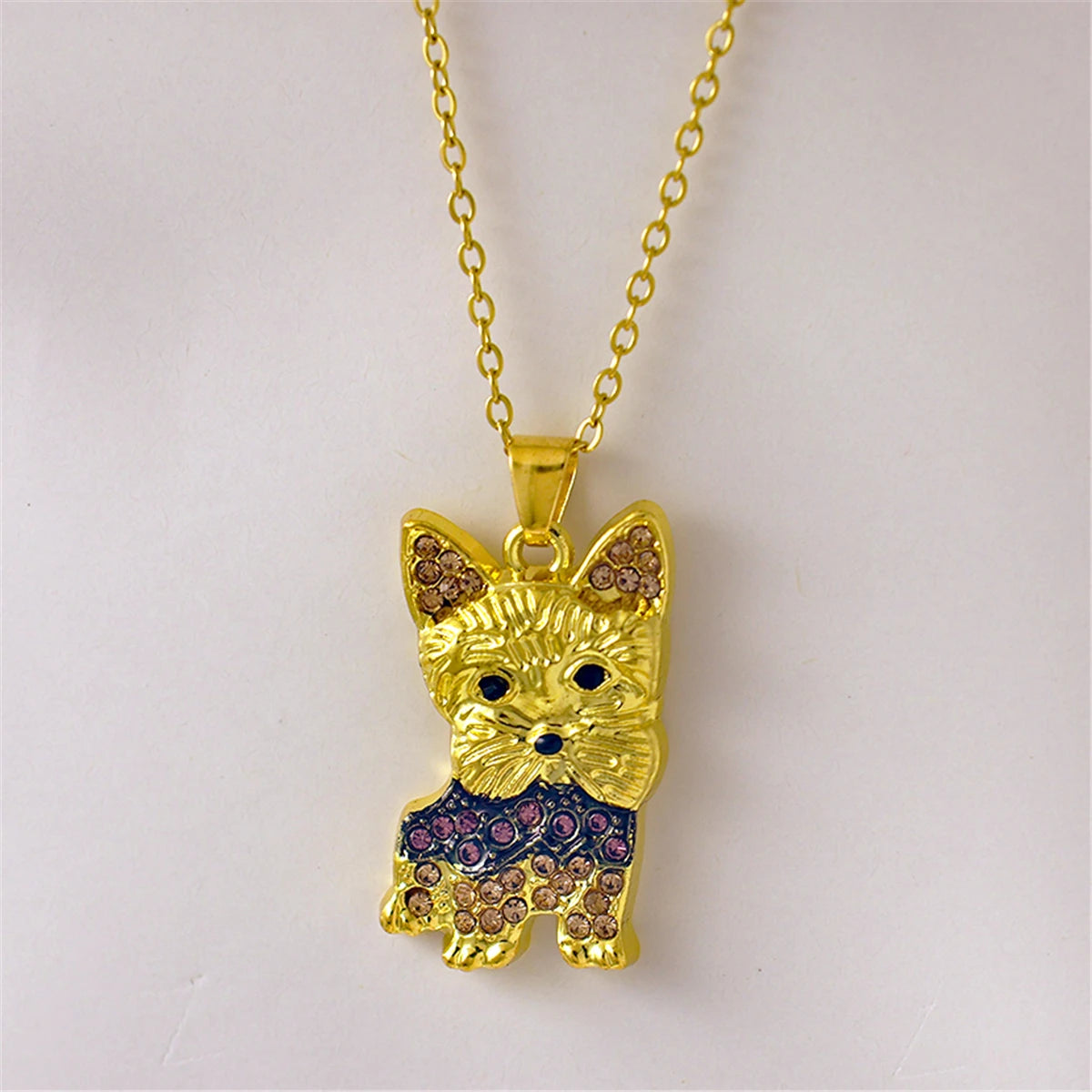 Collection of CZ Stone Dog Pendant Necklaces MANY BREEDS in Gold/Silver Tone Alloy - Choose Your Breed